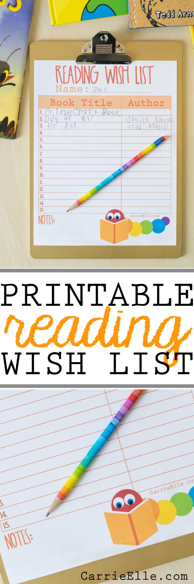Printable Reading Wish List for Kids
