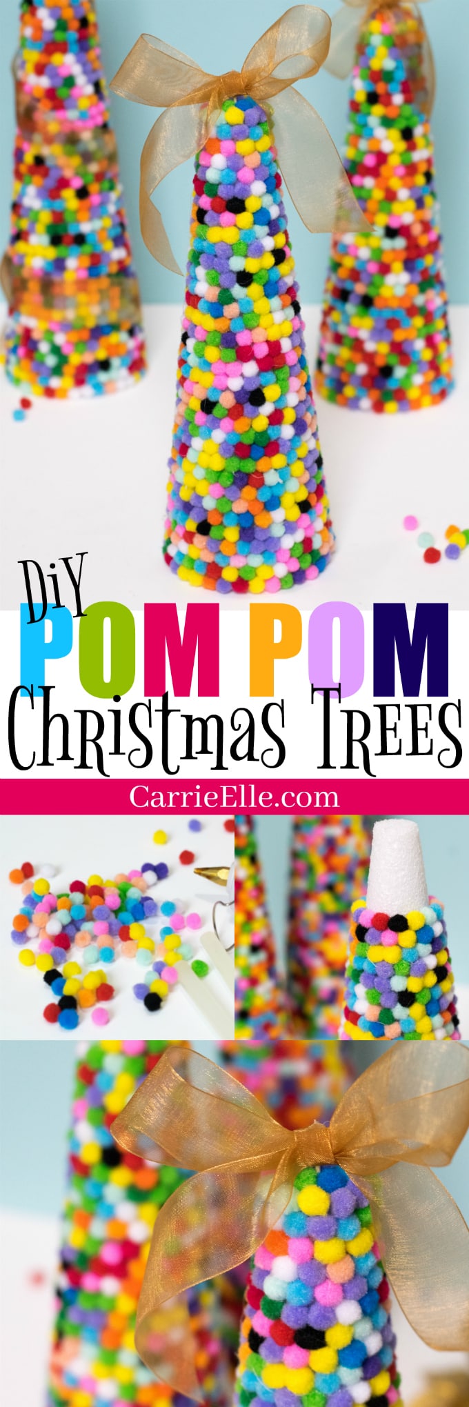 Colorful Pom Pom Christmas Trees