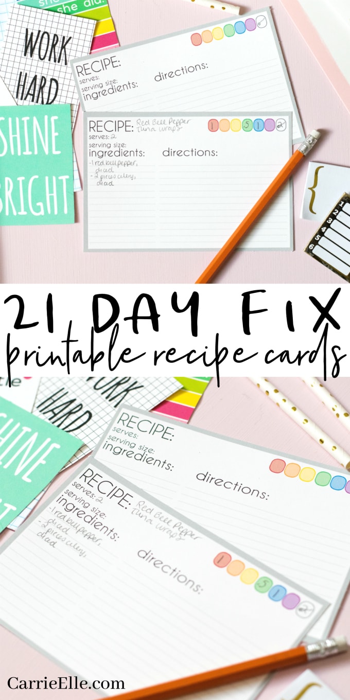 Printable 21 Day Fix Recipe Cards