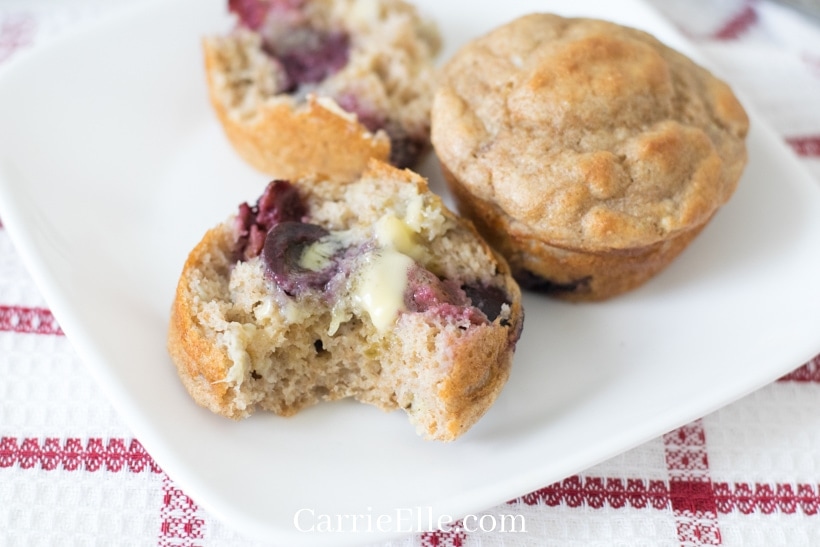 Yummy Banana Cherry Muffins with Butter