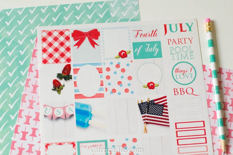Printable 4th of July Planner Stickers