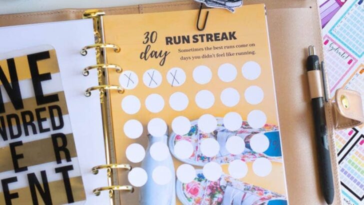 30 Day Run Streak Printable (8.5×11 and A5 Planner Insert)