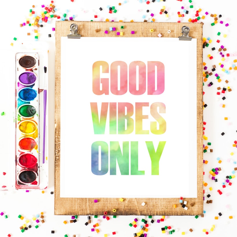 Good Vibes Only Rainbow Watercolor Printable Art