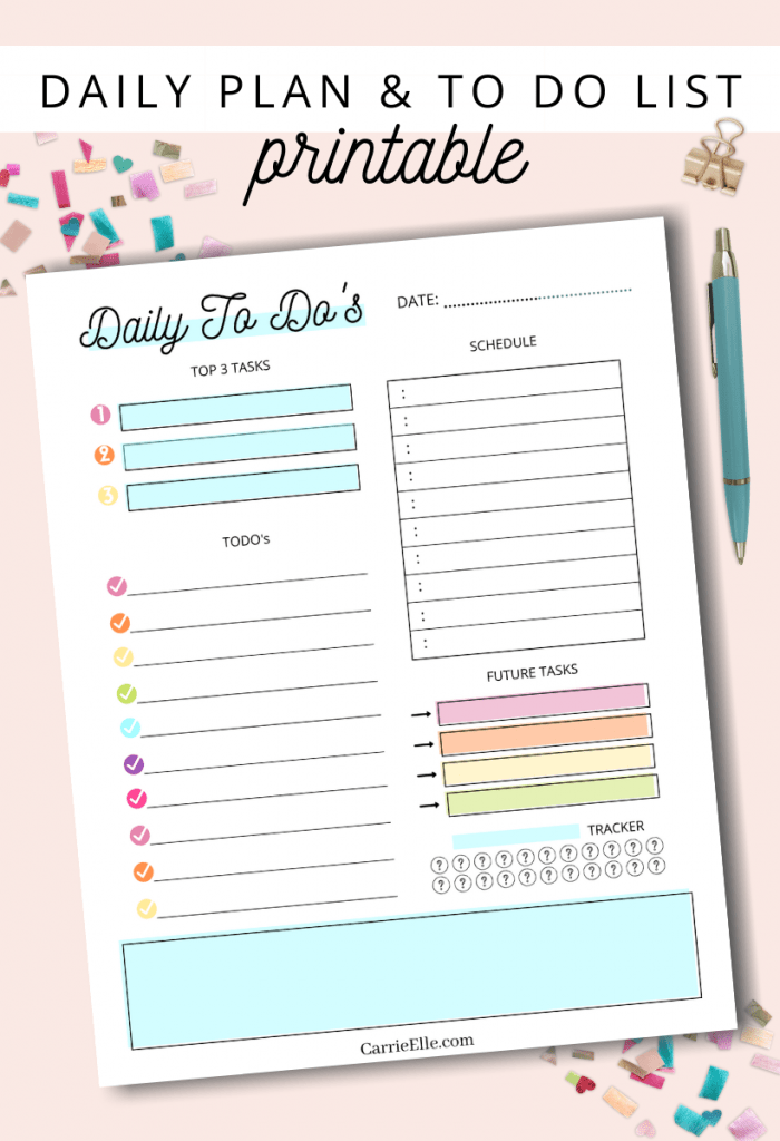 Today I'm sharing a gorgeous printable rainbow daily planning page. This day planner page is colorful, bright, and fun. It's a printable planner page that will have you excited to organize your life each day! 