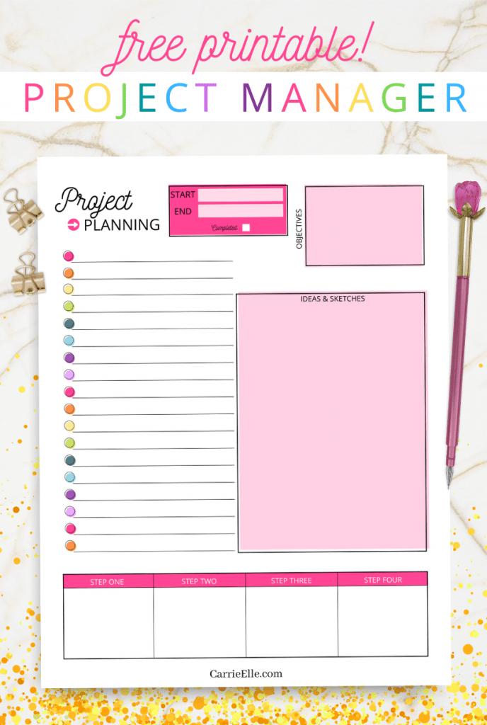 This gorgeous printable rainbow project planner is useful, cute, and simple to print at home. If you need a way to keep things organized and on track, try this simple printable project planner! 