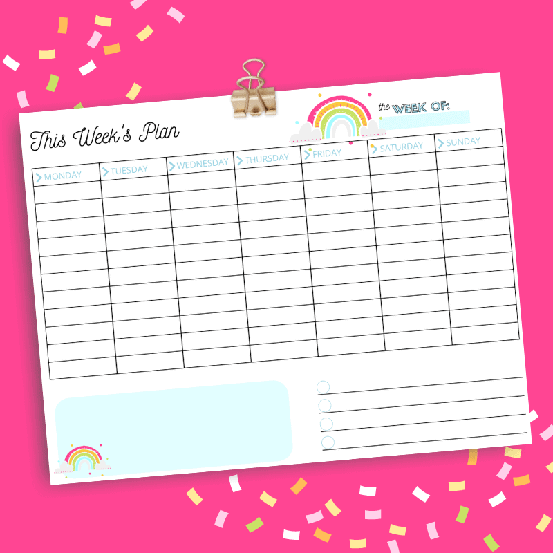 This printable weekly planner page is great for keeping track of all the many things you have going on throughout the week! My free downloadable weekly planning template is perfect for staying organized. 