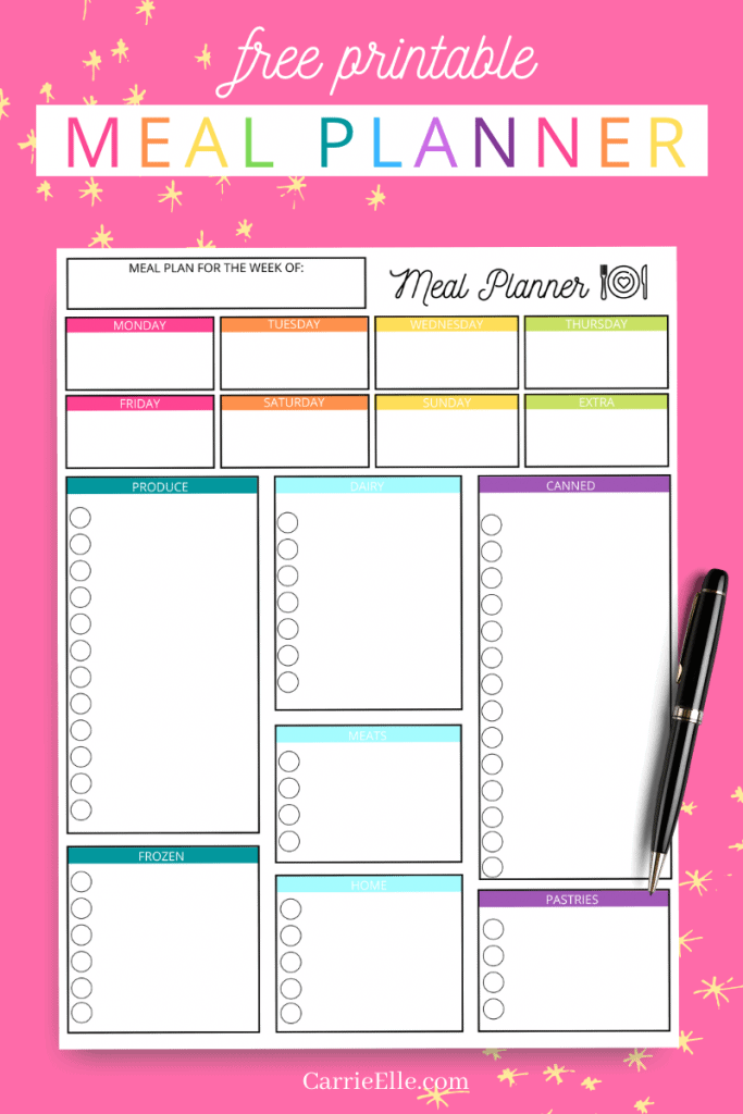 Do you need a bright, beautiful, and fun way to start meal planning? This Rainbow meal planning printable is perfection! My Printable rainbow meal planner is an easy to use meal planner with grocery list. You'll love it! 