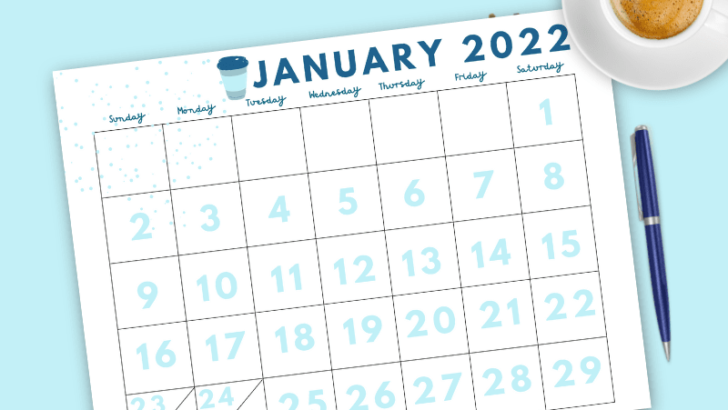 Printable Dated January 2022 Calendar