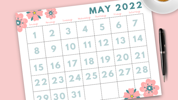 Printable Dated May 2022 Calendar